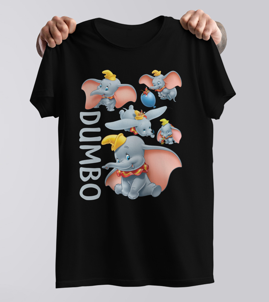 Dumbo Cute Flying Elephant With Yellow Hat And Pink Ears T-Shirt