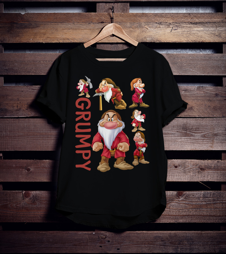 Grumpy Seven Dwarf Character Multiple Poses Classic Disney Mood T-Shirt