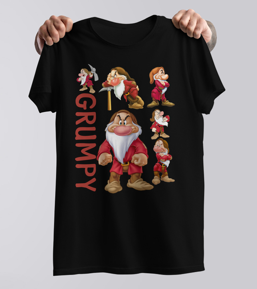 Grumpy Seven Dwarf Character Multiple Poses Classic Disney Mood T-Shirt