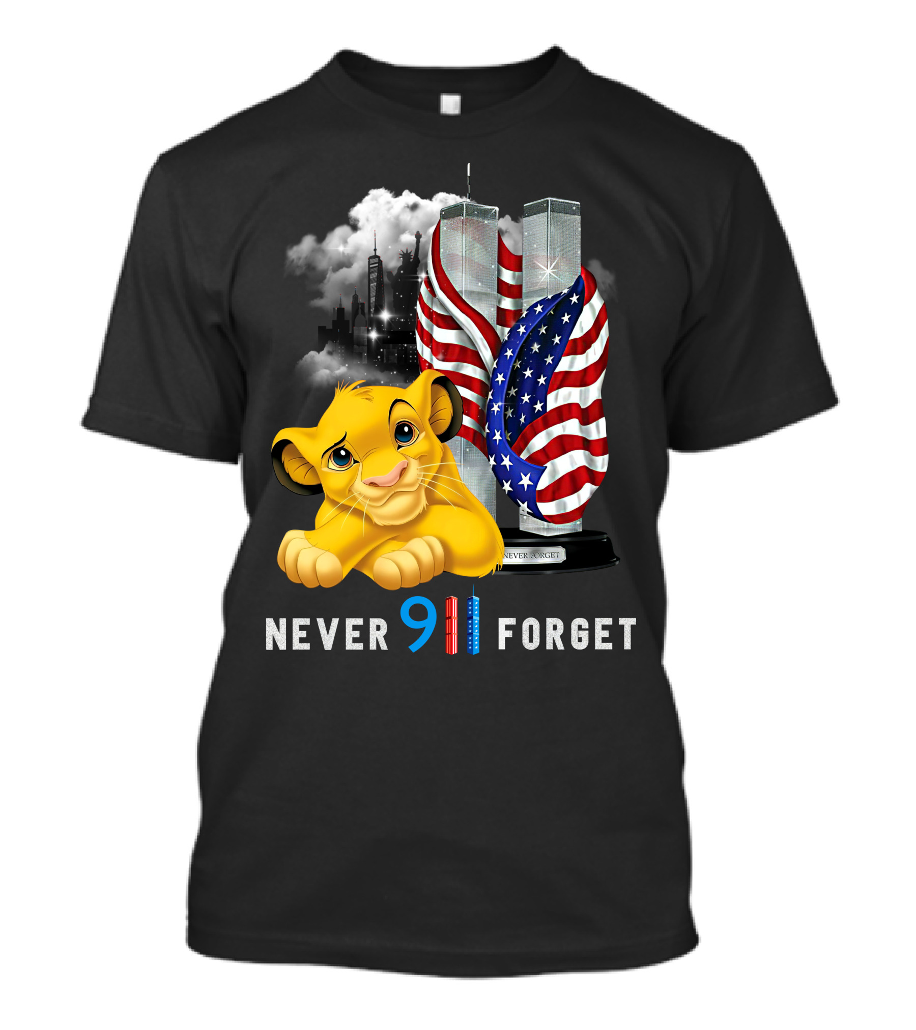 Simba-D Never 911 Forget Twin Towers American Flag T-Shirt