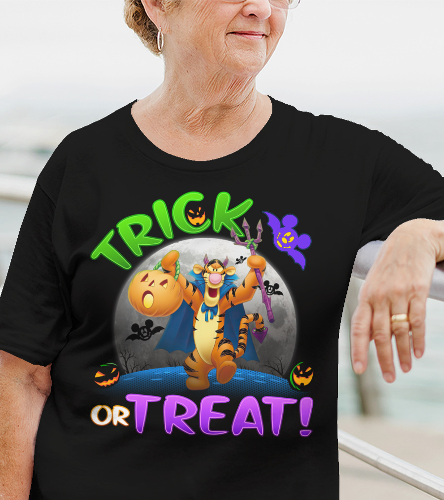 Trick Or Treat Tigger Disney Halloween Celebration With Pumpkins And Bat T-Shirt