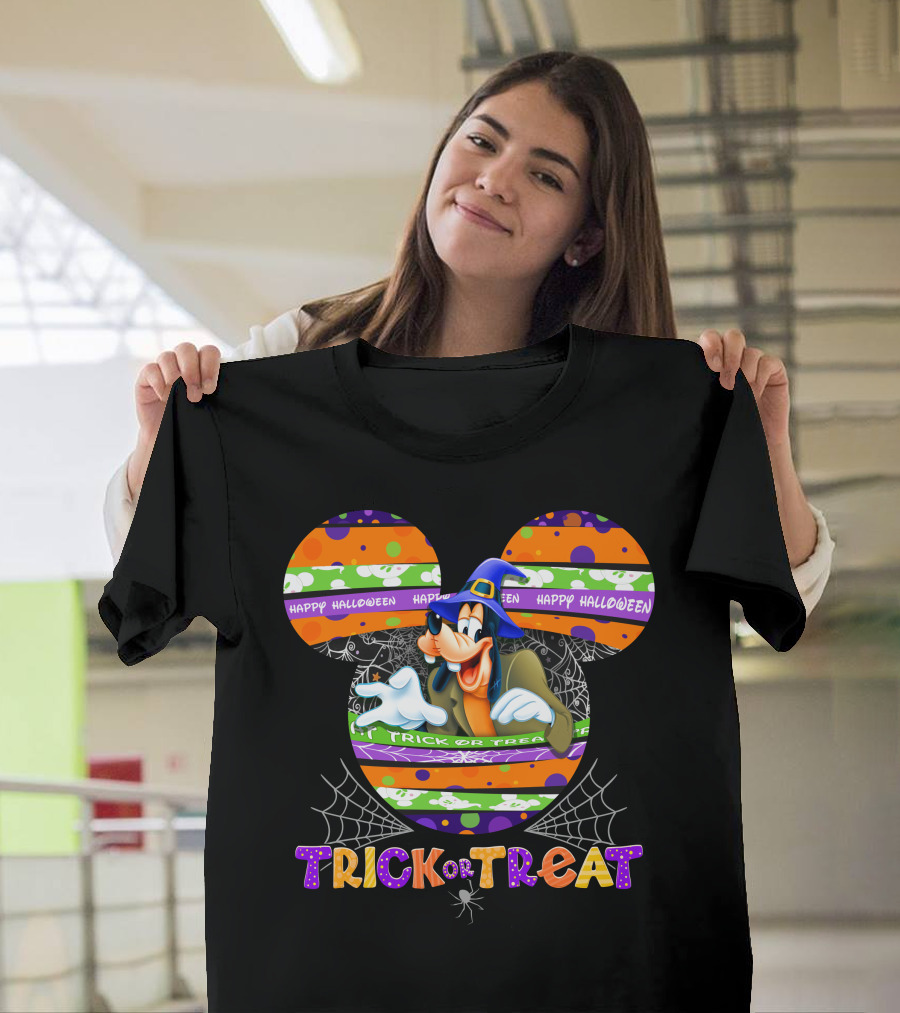 Happy Halloween Goofy Trick Or Treat Mickey Ears T-Shirt