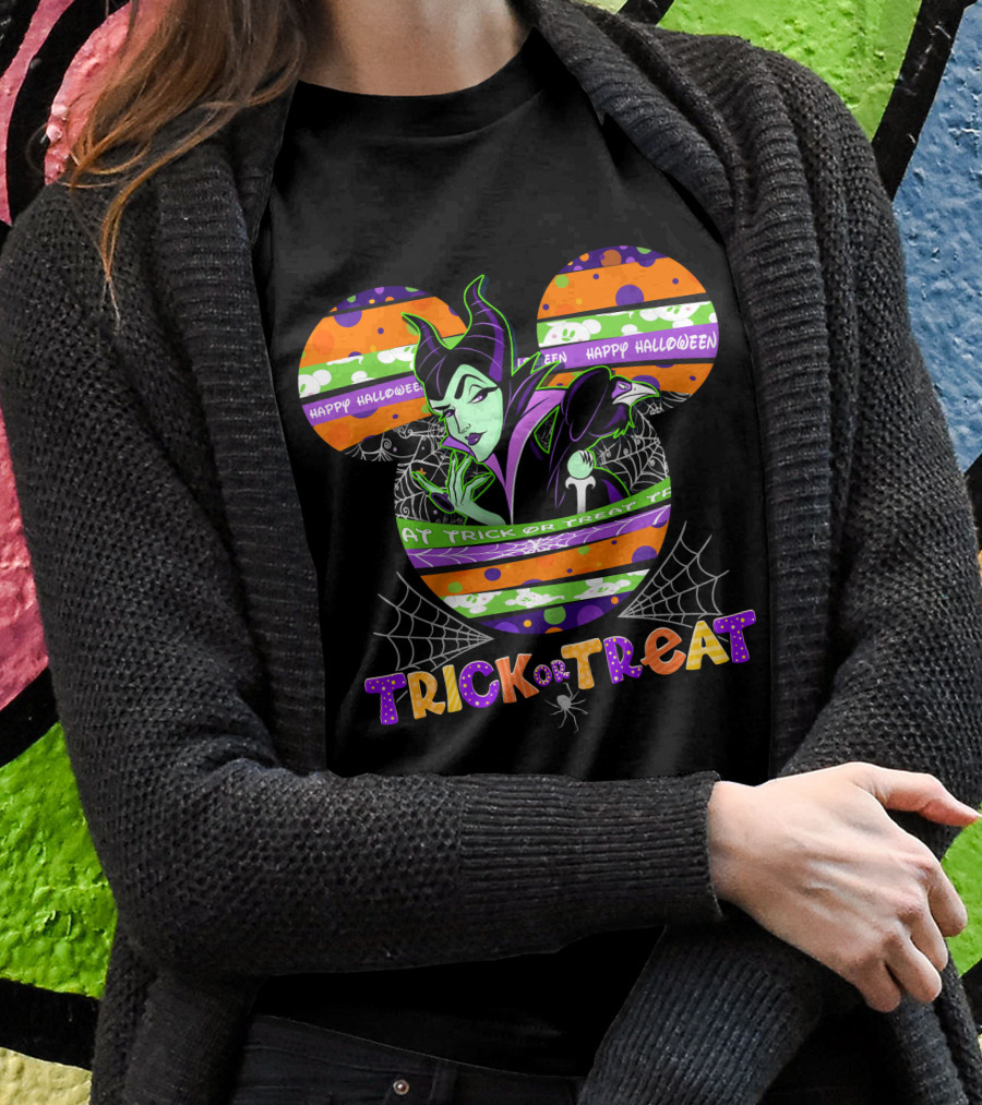 Maleficent Trick Or Treat Halloween Mickey Mouse T-Shirt