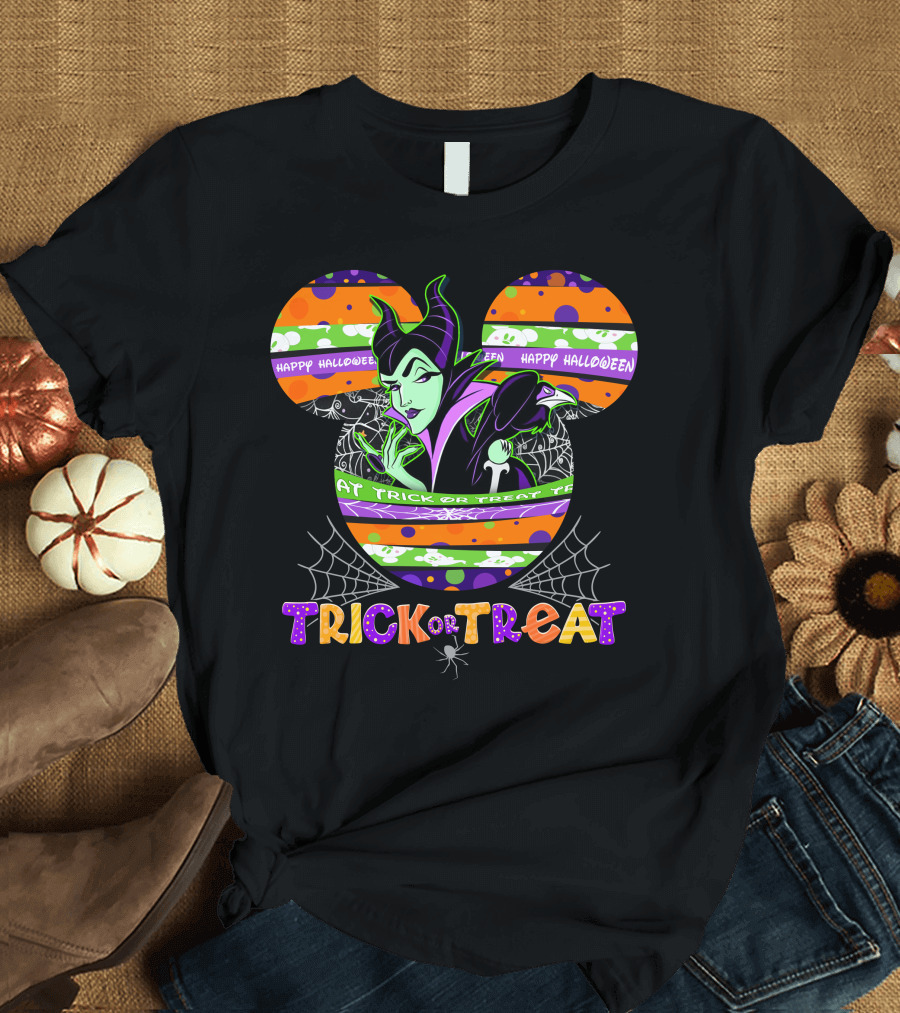 Maleficent Trick Or Treat Halloween Mickey Mouse T-Shirt