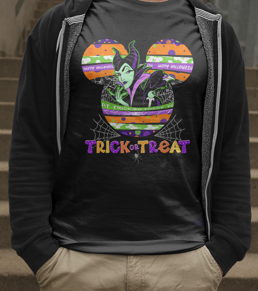 Maleficent Trick Or Treat Halloween Mickey Mouse T-Shirt