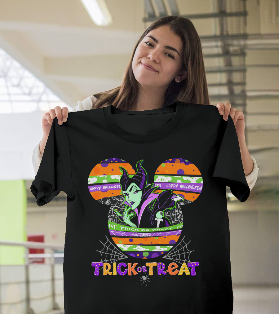 Maleficent Trick Or Treat Halloween Mickey Mouse T-Shirt