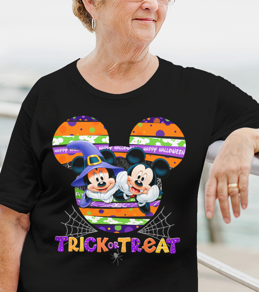 Trick Or Treat Happy Halloween Mickey And Minnie T-Shirt