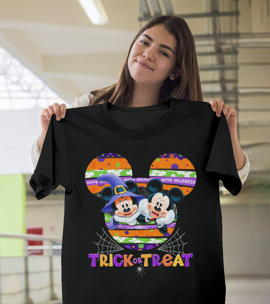 Trick Or Treat Happy Halloween Mickey And Minnie T-Shirt