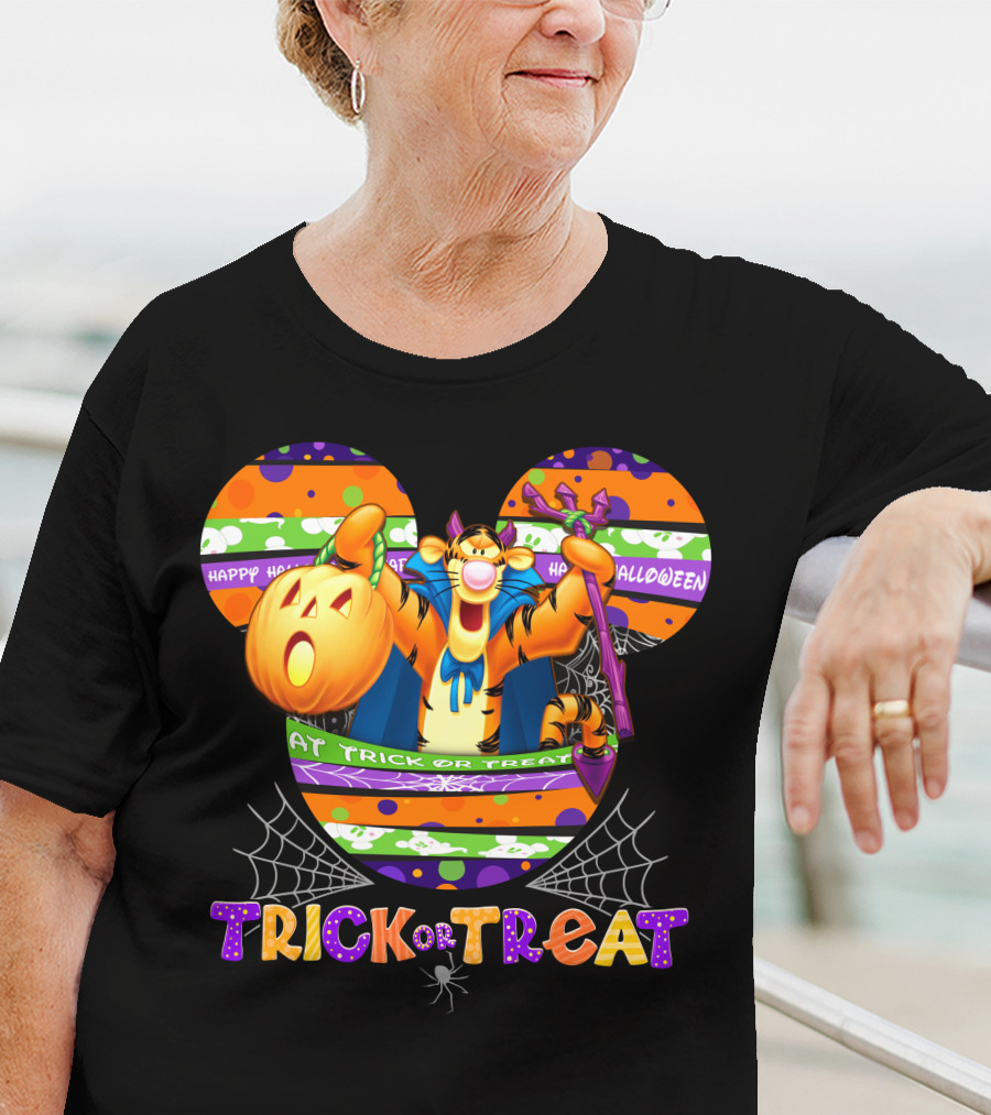 Tigger Trick Or Treat Happy Halloween Mickey Ears T-Shirt