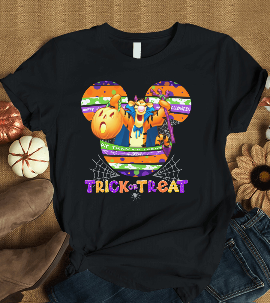 Tigger Trick Or Treat Happy Halloween Mickey Ears T-Shirt