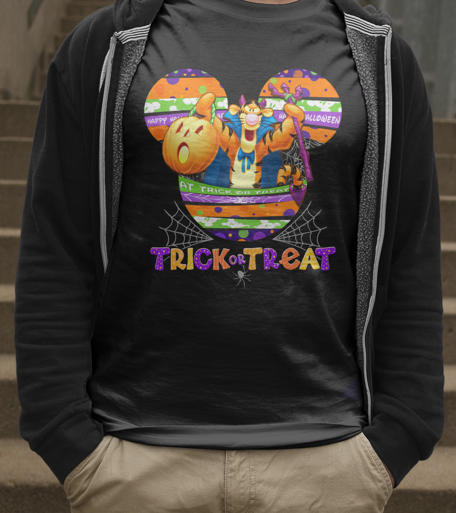 Tigger Trick Or Treat Happy Halloween Mickey Ears T-Shirt