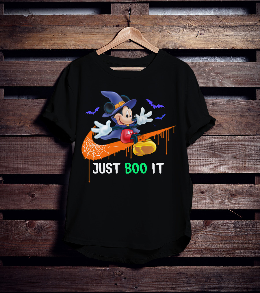 Just Boo It Halloween Mickey Witch Nike Swoosh T-Shirt