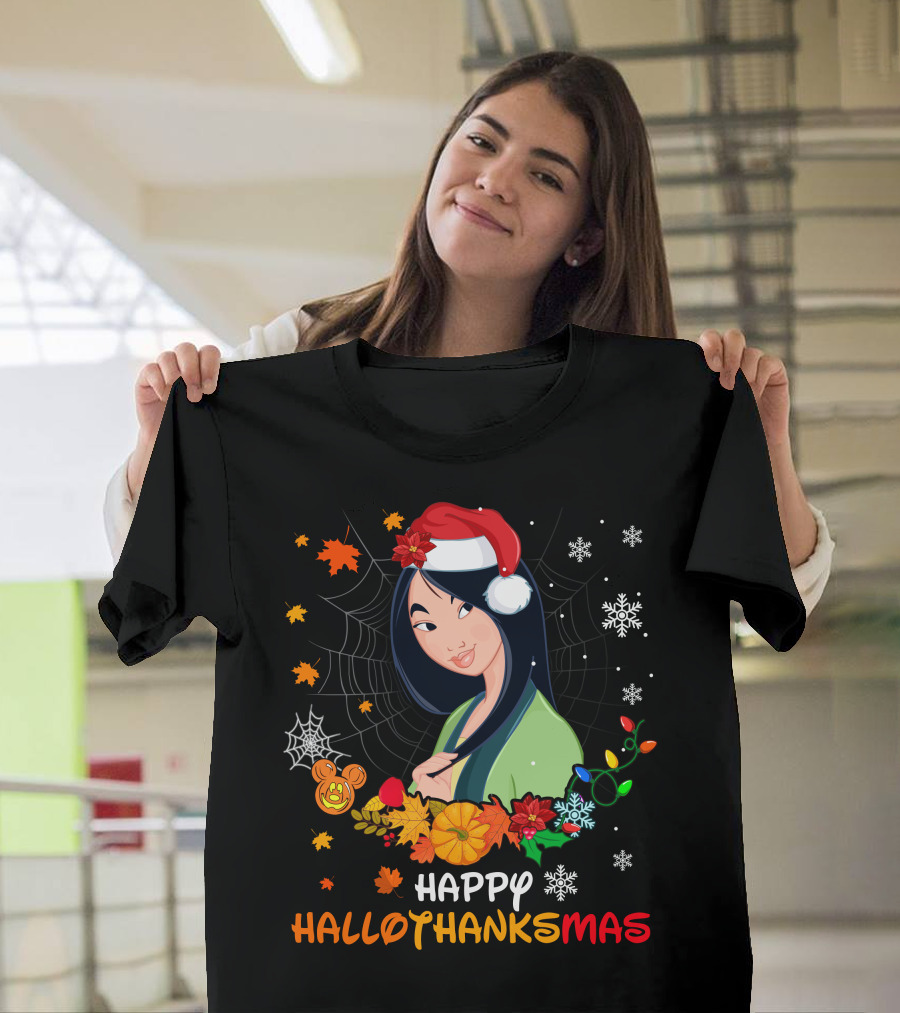 Mulan Happy Hallothanksmas Santa Halloween Christmas Thanksgiving T-Shirt
