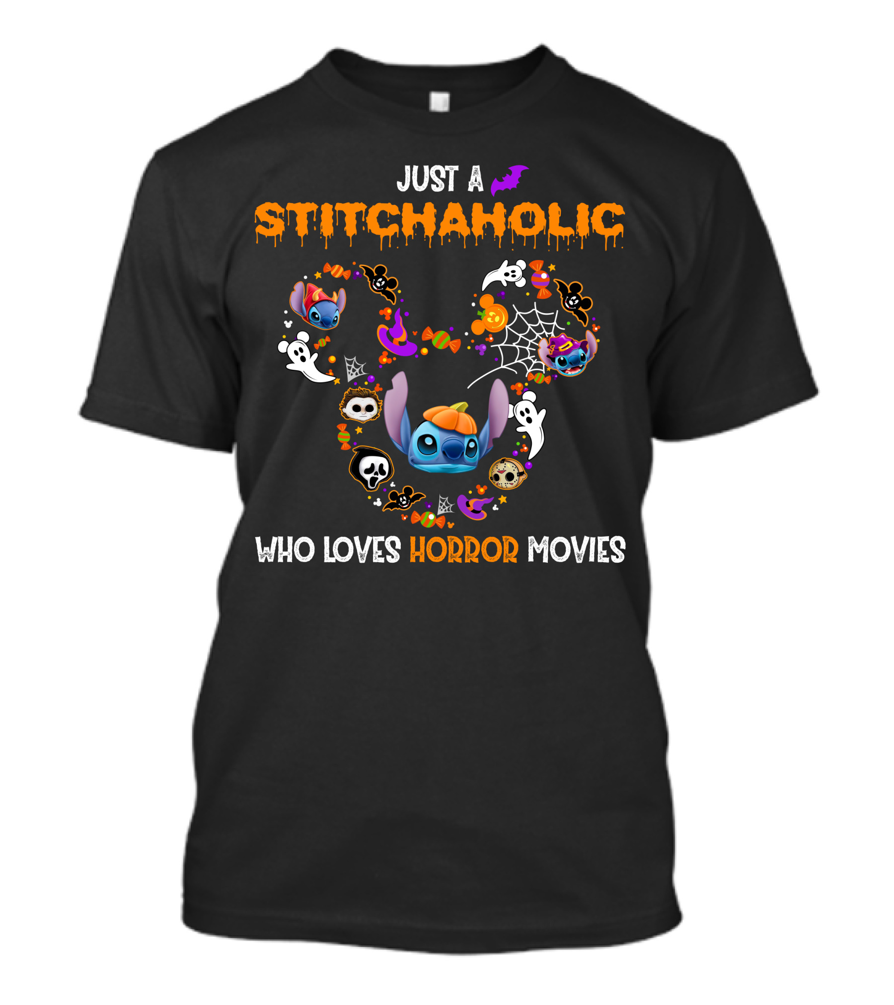 Just A Stitchaholic Who Loves Horror Movies T-Shirt