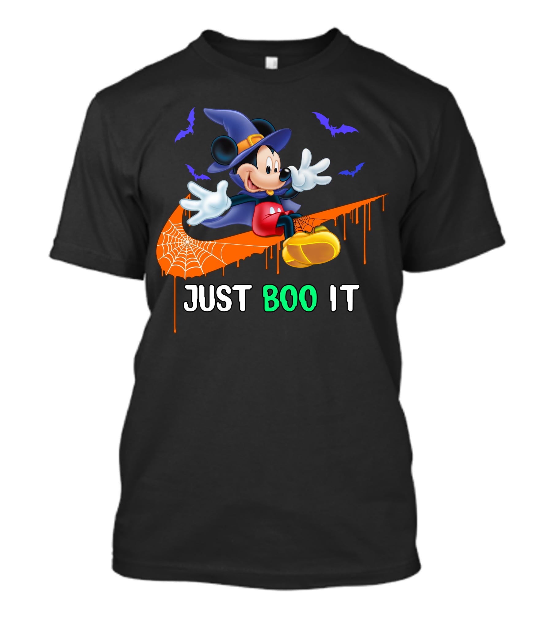 Mickey Halloween Just Boo It Magic Bats Wizard Hat T-Shirt