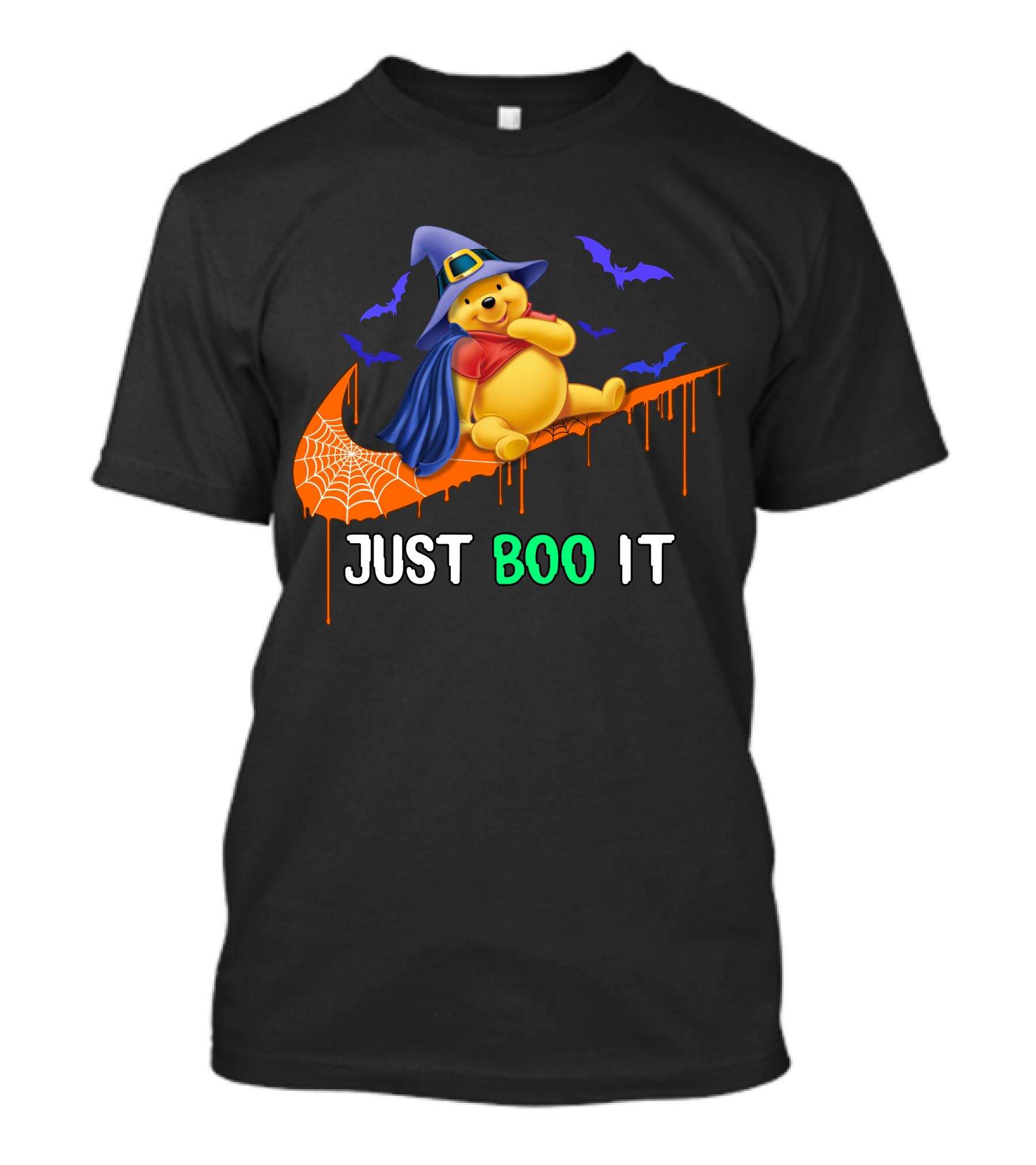 Just Boo It Pooh Halloween Creepy Bats Wizard Hat T-Shirt