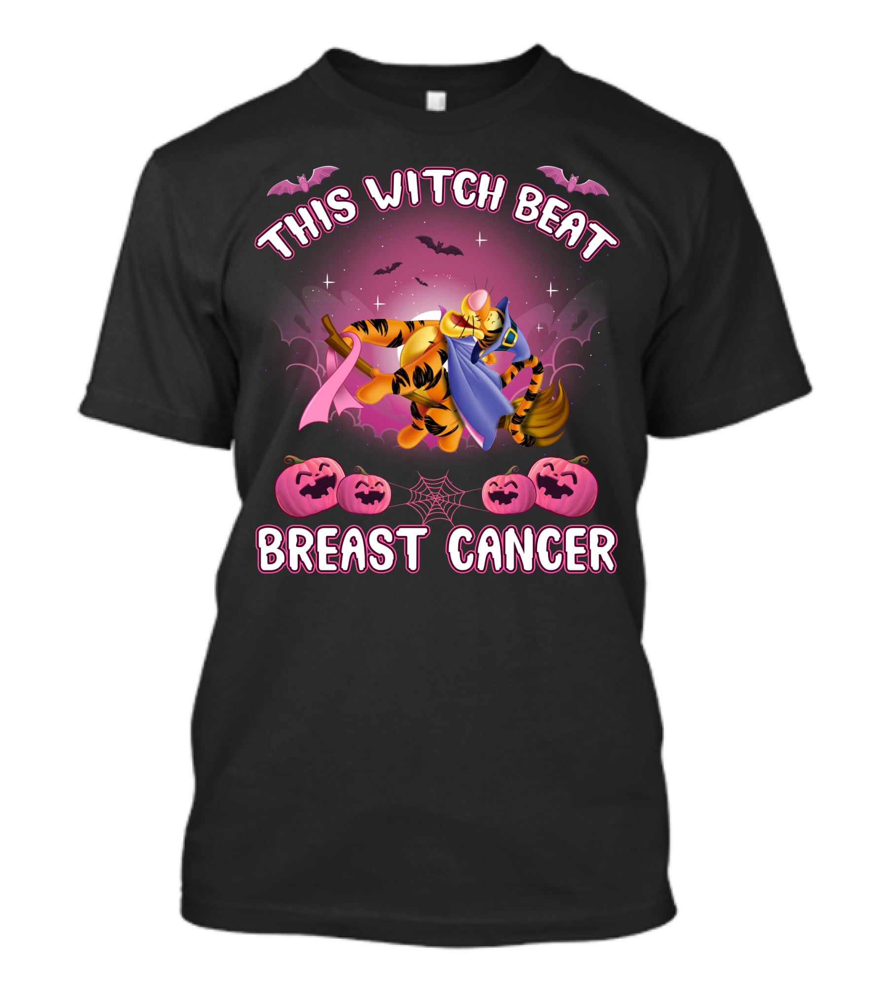 This Witch Beat Breast Cancer Tigger Halloween T-Shirt