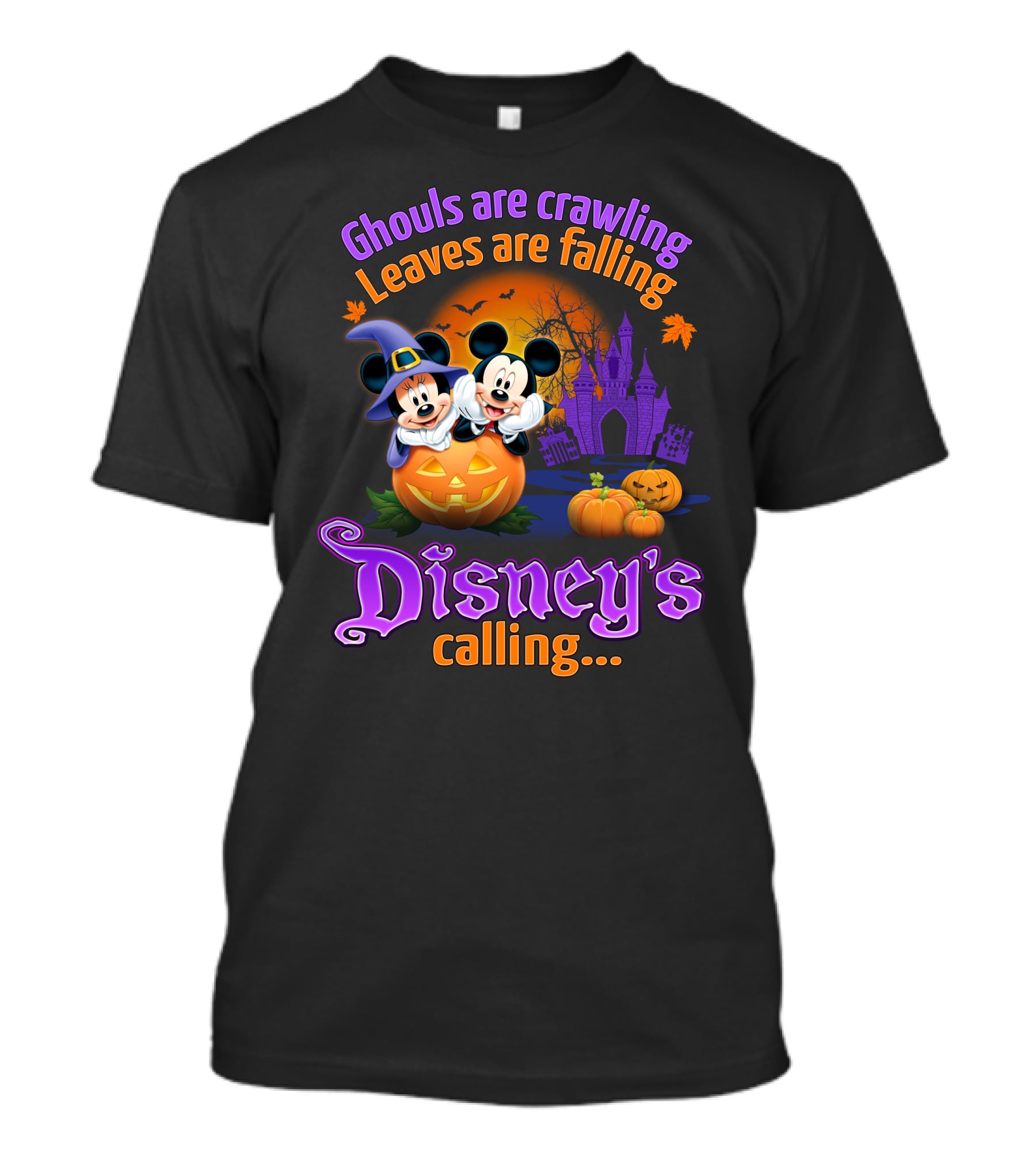 Ghouls Are Crawling Leaves Are Falling Disney's Calling With Mickey And Minnie Halloween Theme T-Shirt