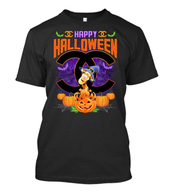 Happy Halloween Tigger Pumpkin Bats Spiders T-Shirt