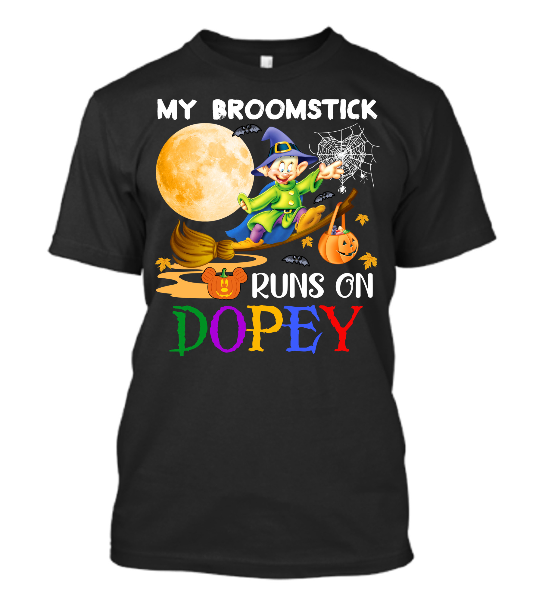My Broomstick Runs On Dopey Halloween Moon Magic T-Shirt
