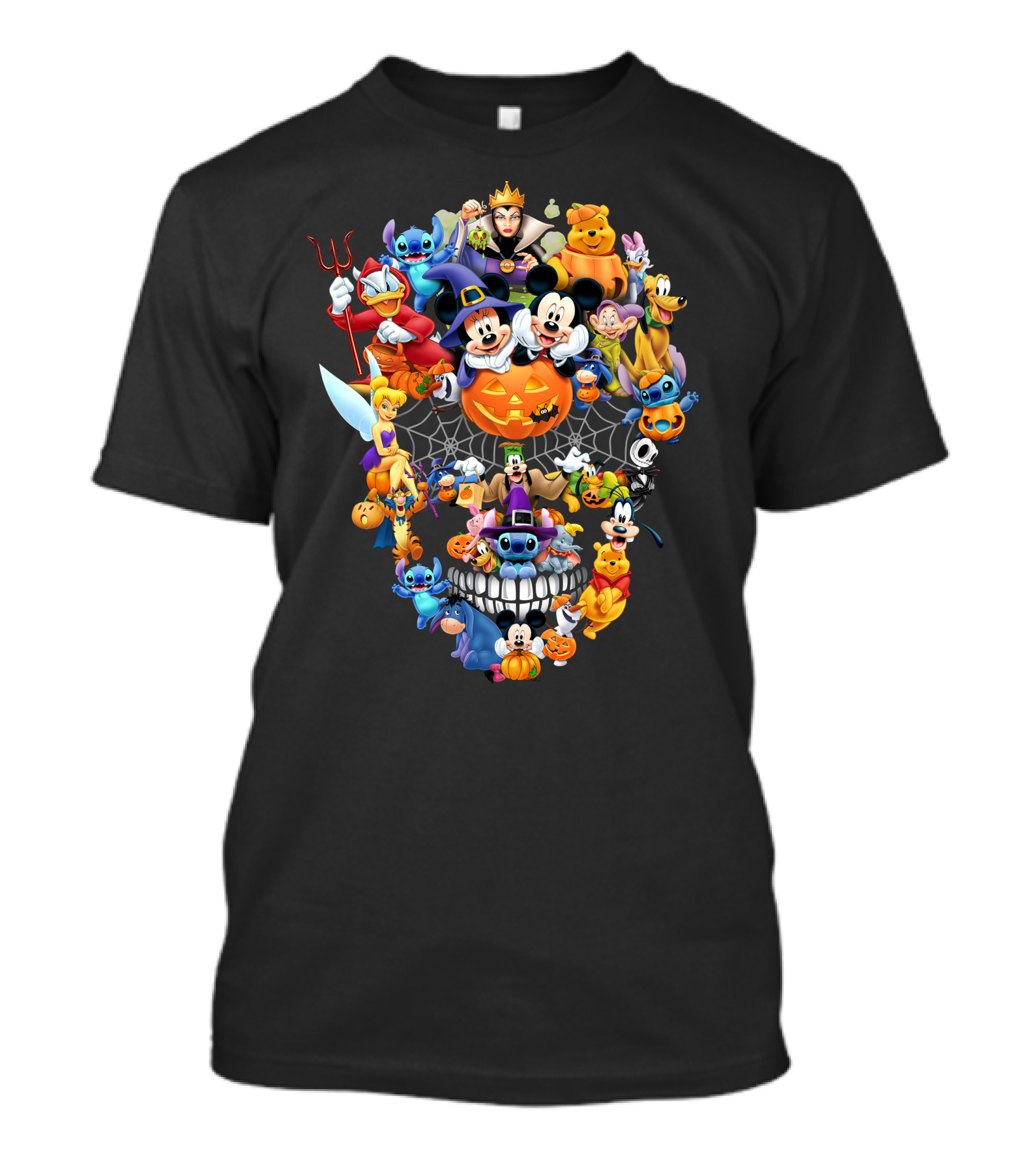 Disney Halloween Characters Mickey Mouse Pumpkin Stitch Tinker Bell Goofy Donald Duck Ghost Costume T-Shirt