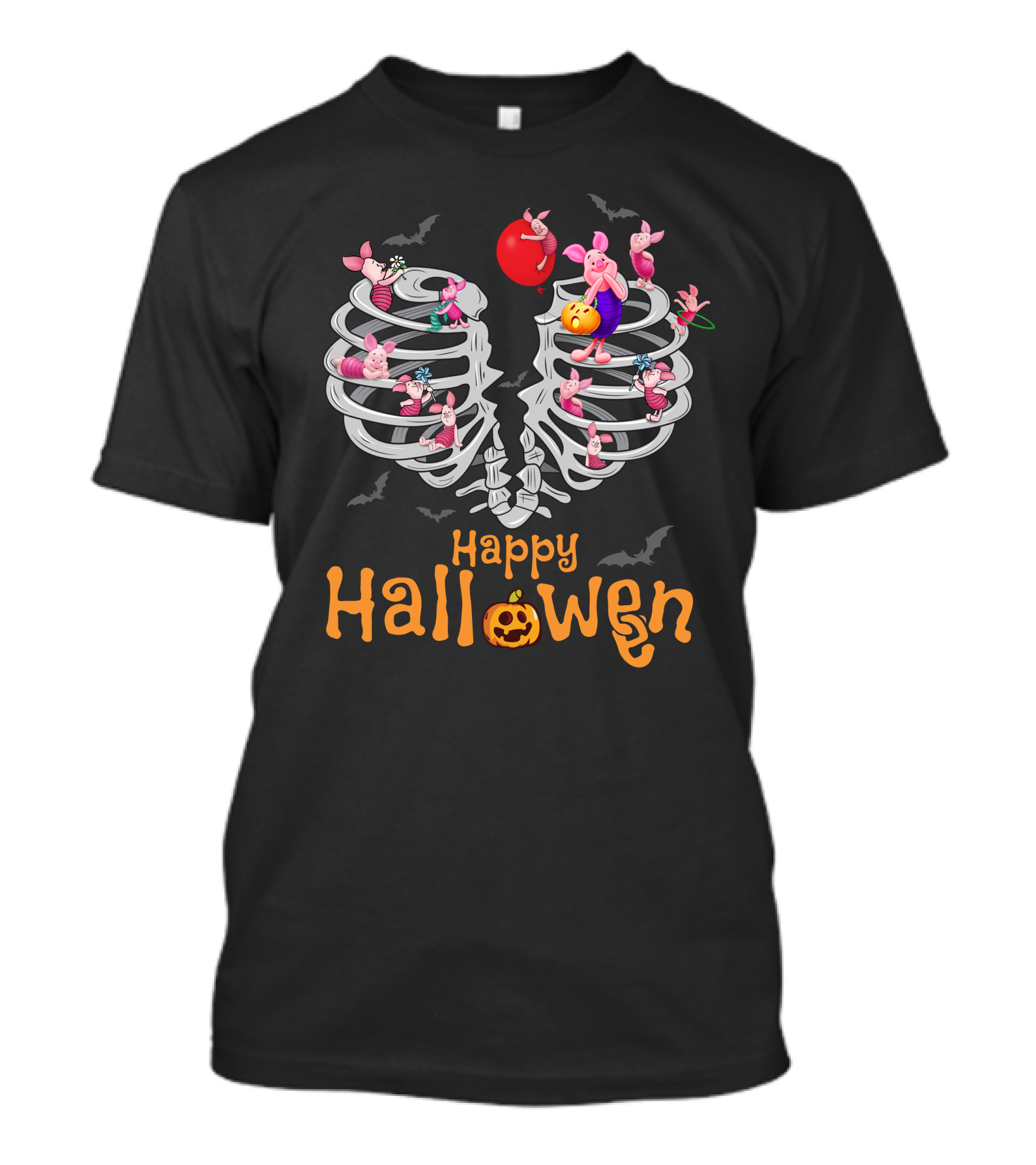 Happy Halloween Piglet Skeleton Party T-Shirt