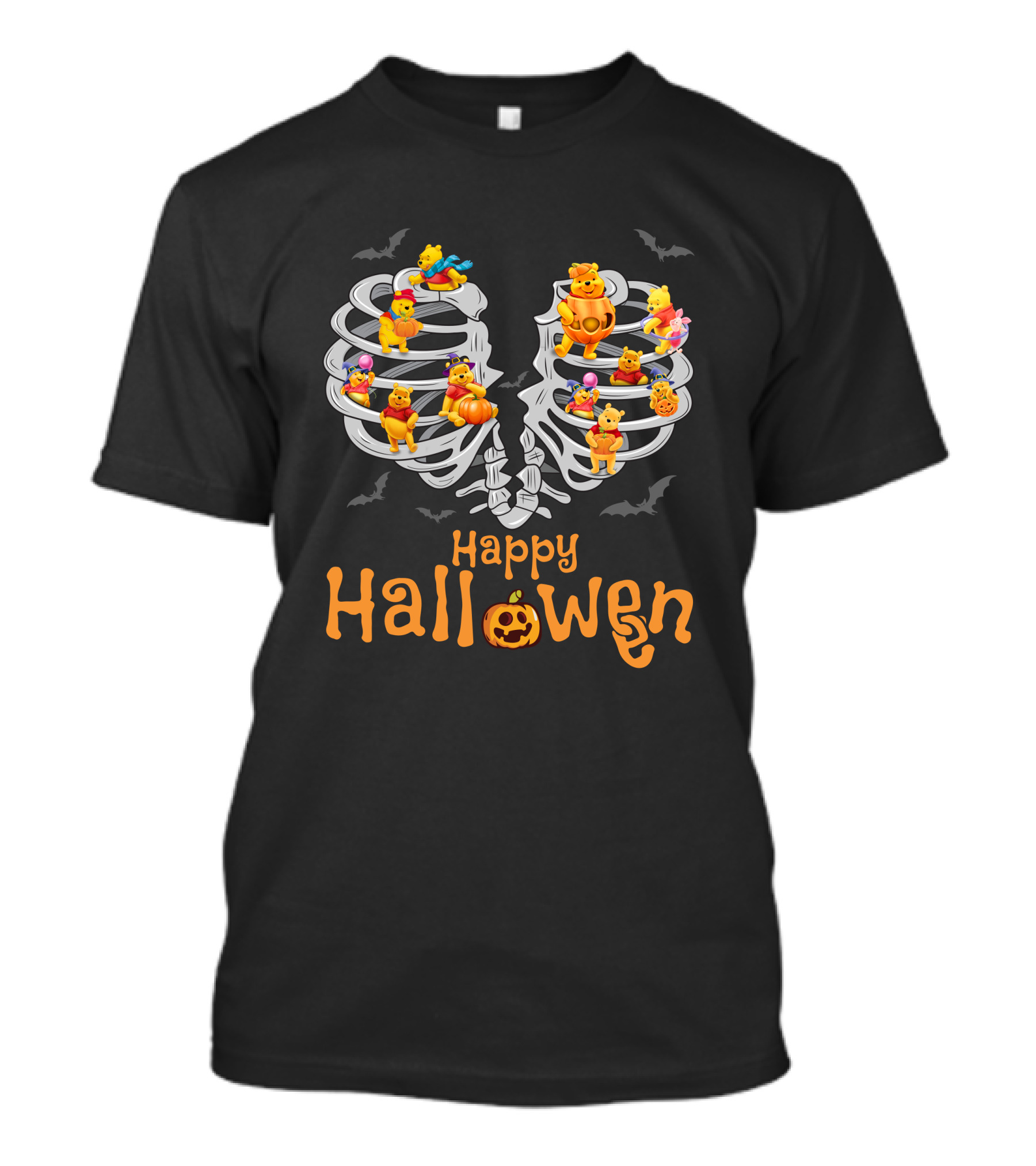 Halloween Pooh Skeleton Rib Cage Festive Characters T-Shirt