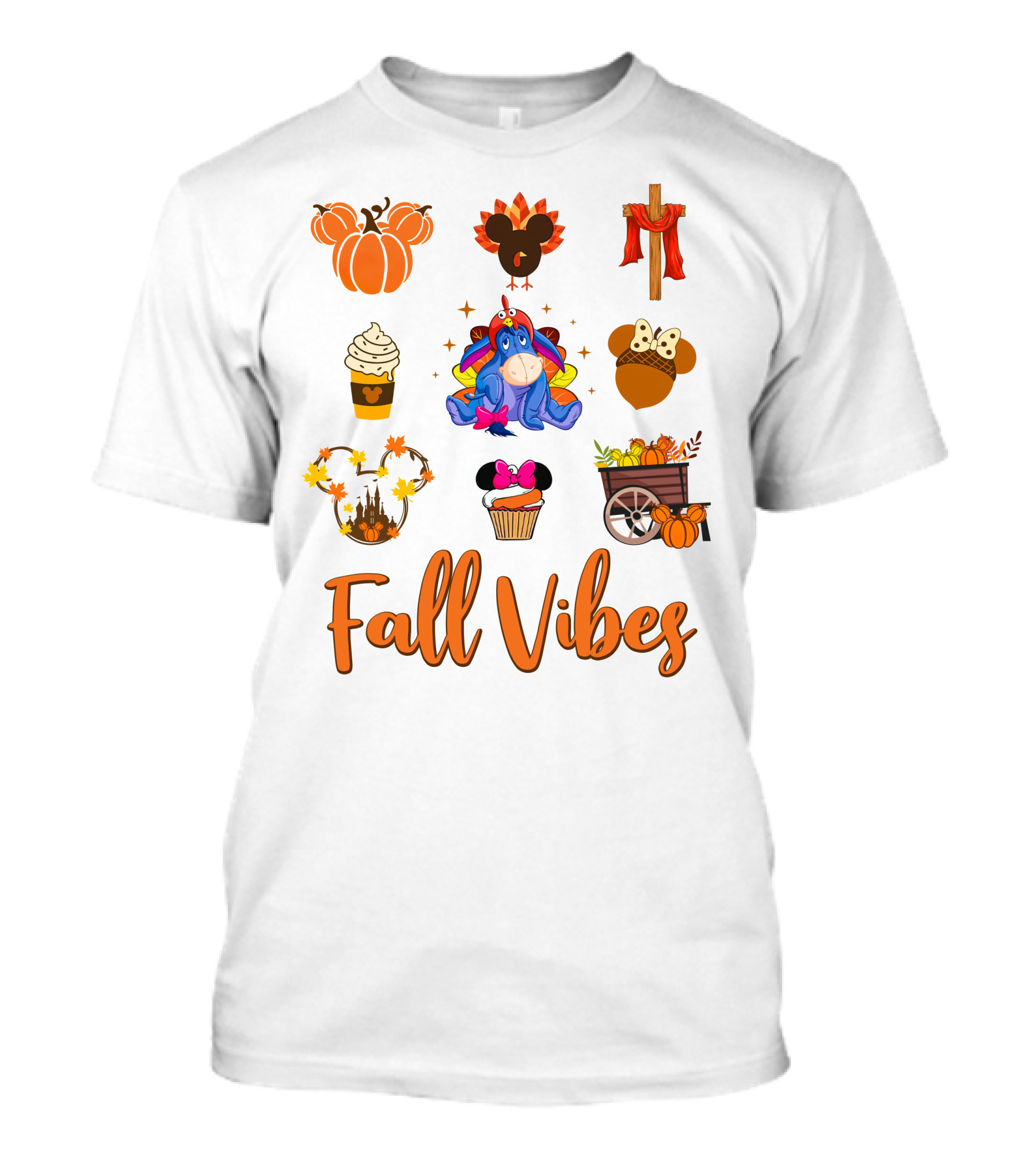 Fall Vibes Eeyore Autumn Mickey Pumpkin Cupcake Harvest T-Shirt