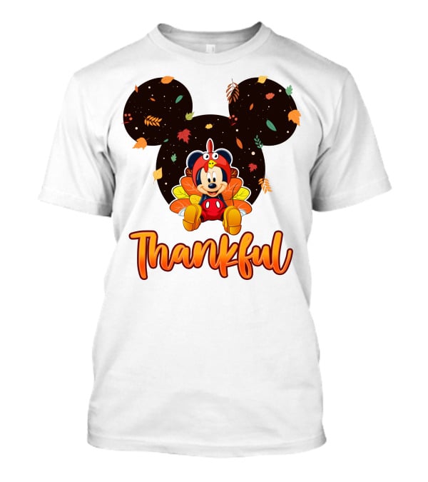 Thankful Mickey Mouse Thanksgiving Leaves T-Shirt