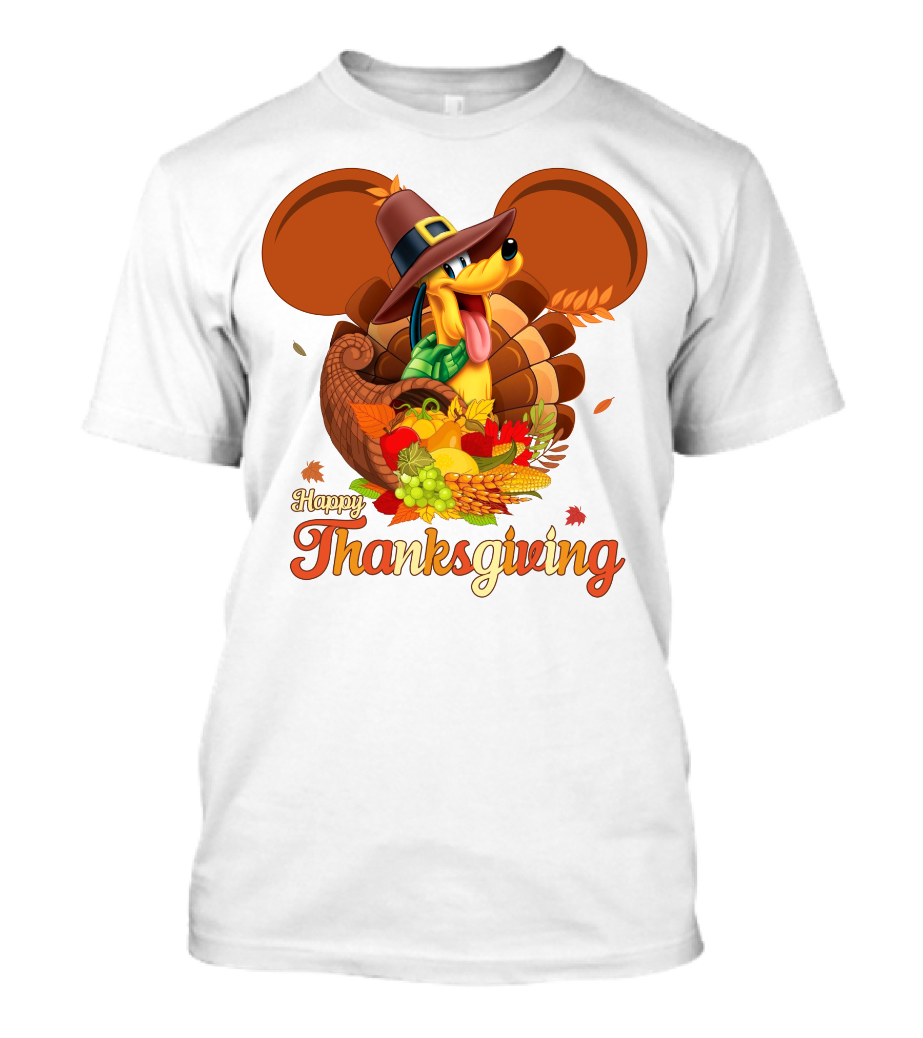 Pluto Happy Thanksgiving Cornucopia Hat And Autumn Harvest T-Shirt