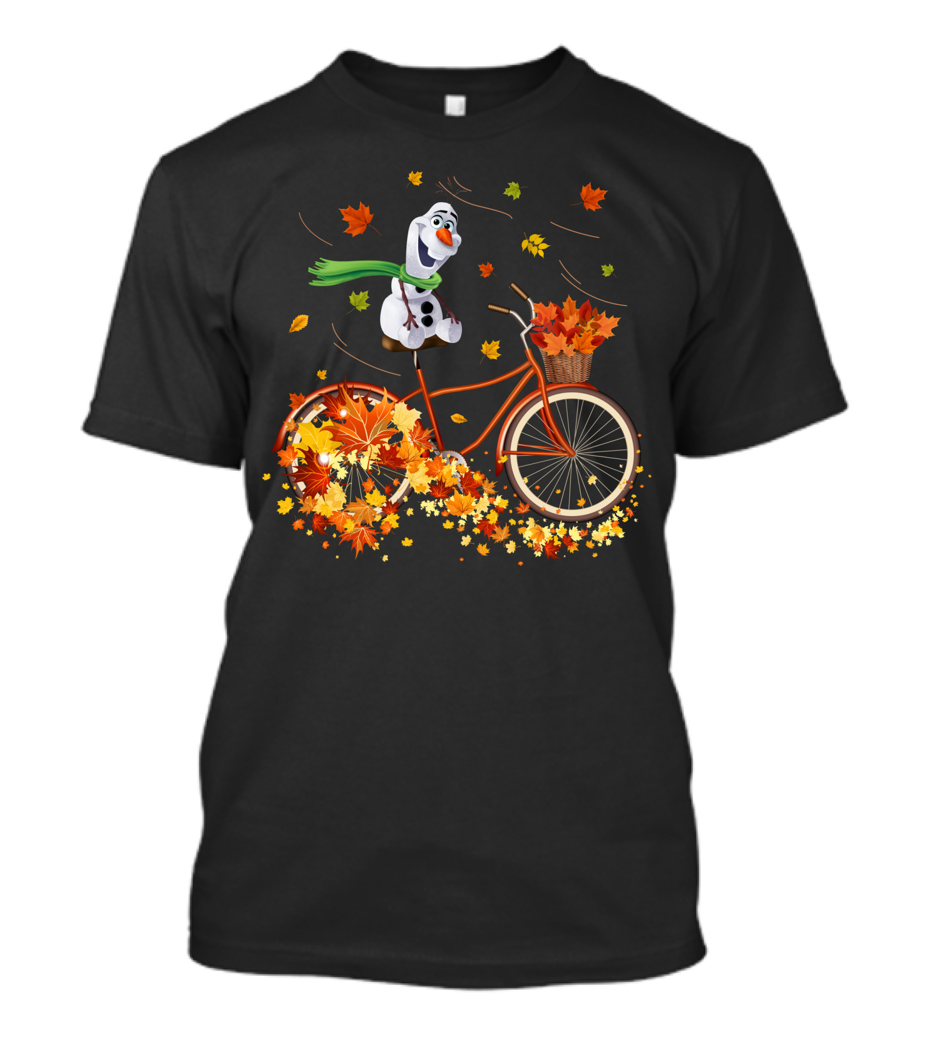 Olaf Riding A Bicycle With Autumn Leaves T-Shirt