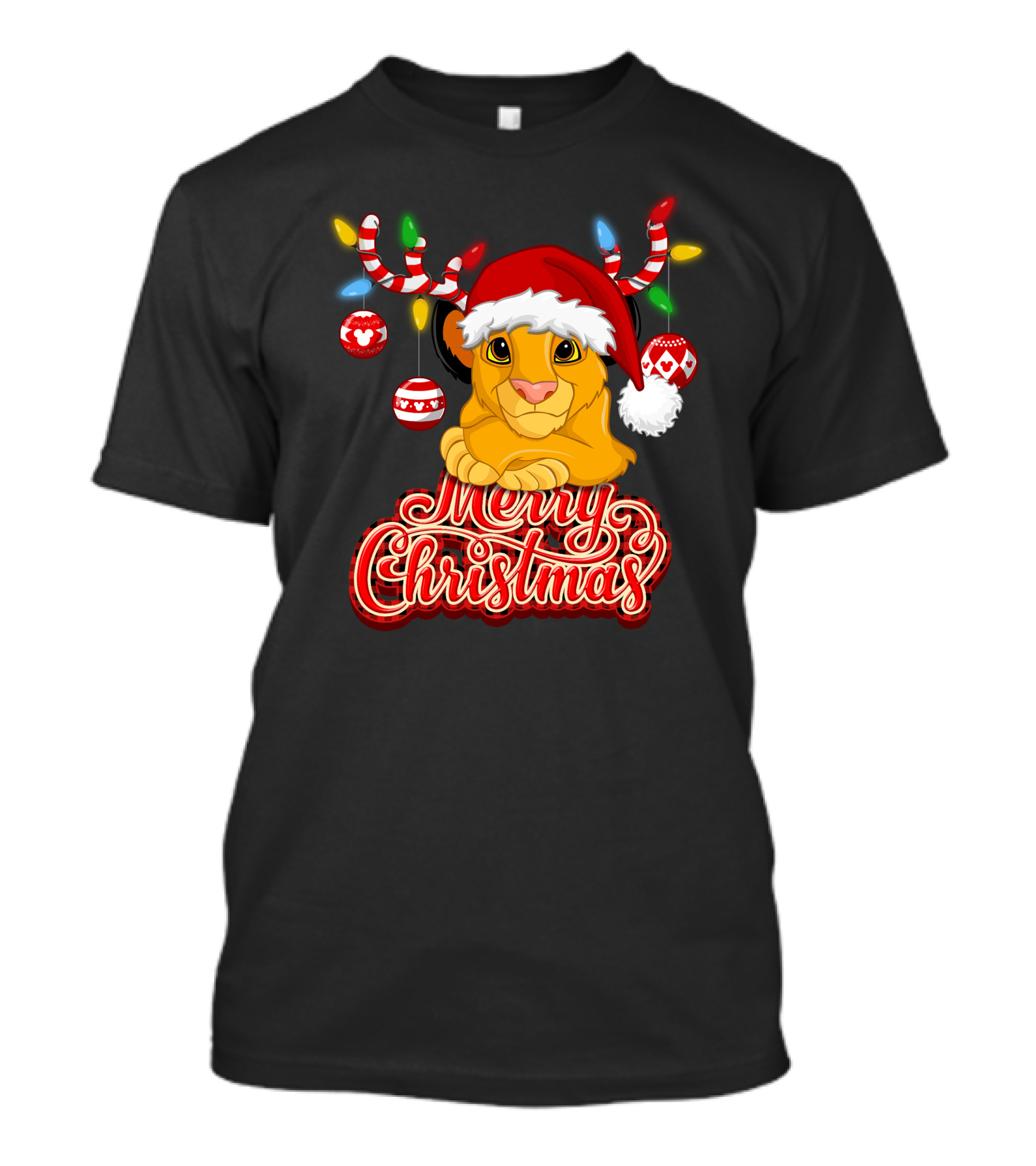 Simba Merry Christmas Santa Hat And Reindeer Antlers T-Shirt