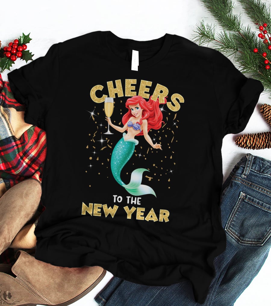 Cheers To The New Year Champagne Mermaid Celebration T-Shirt