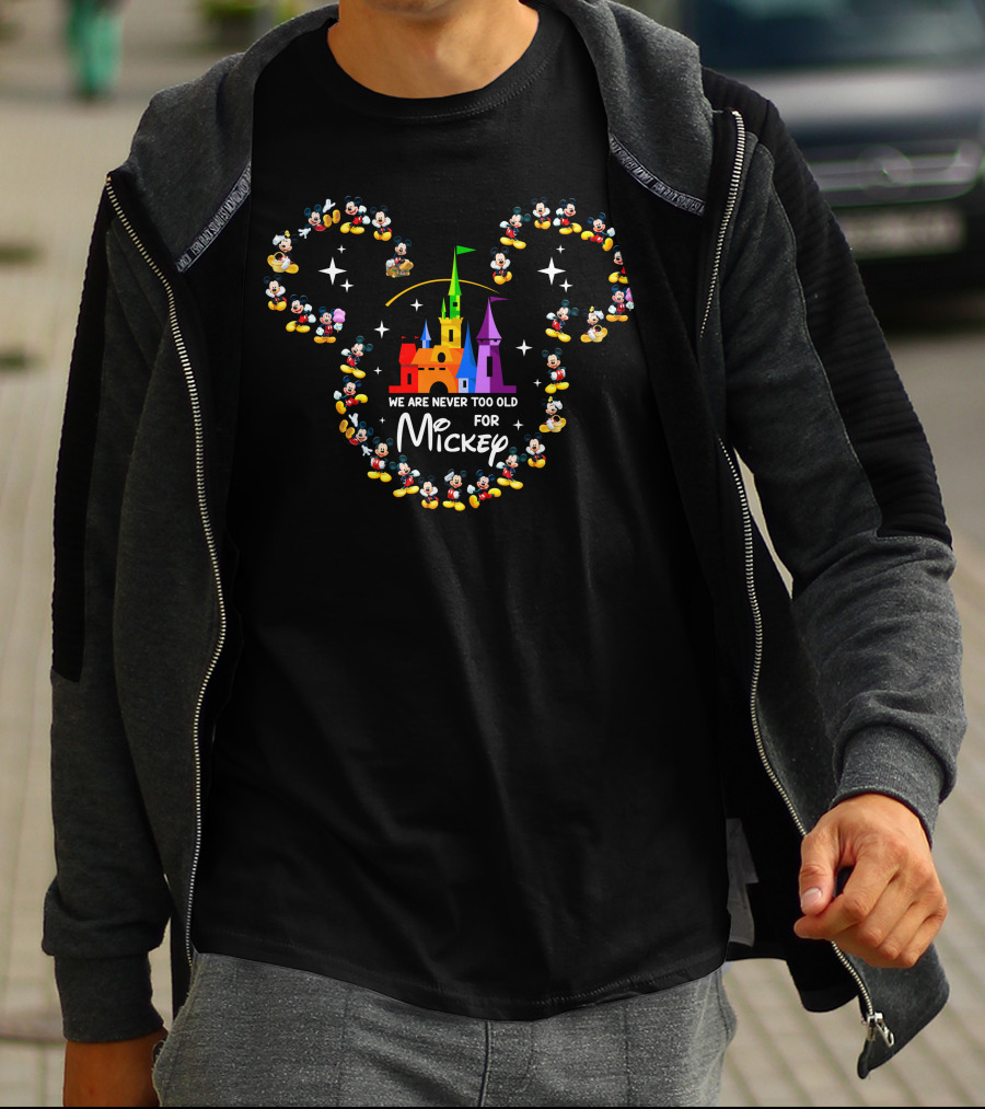 We Are Never Too Old For Mickey Castle And Mickey Icons T-Shirt