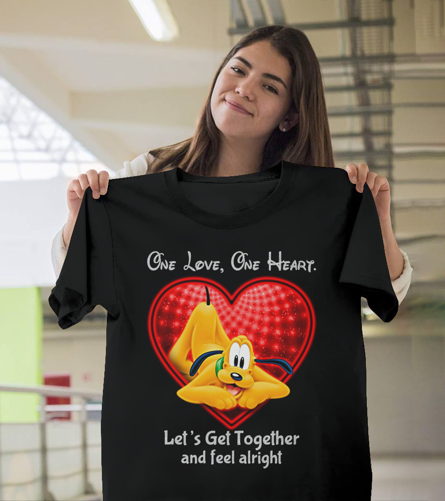 One Love One Heart Let's Get Together And Feel Alright Pluto Love T-Shirt