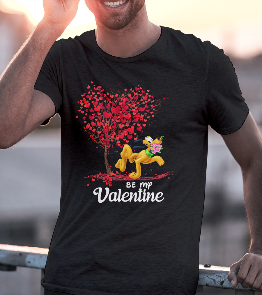 Pluto Be My Valentine Heart Tree Flowers T-Shirt
