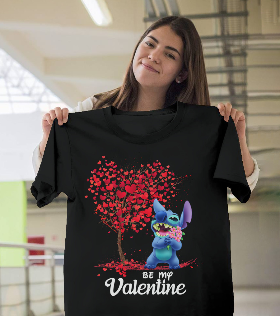 Lilo And Stitch Be My Valentine Heart Tree T-Shirt