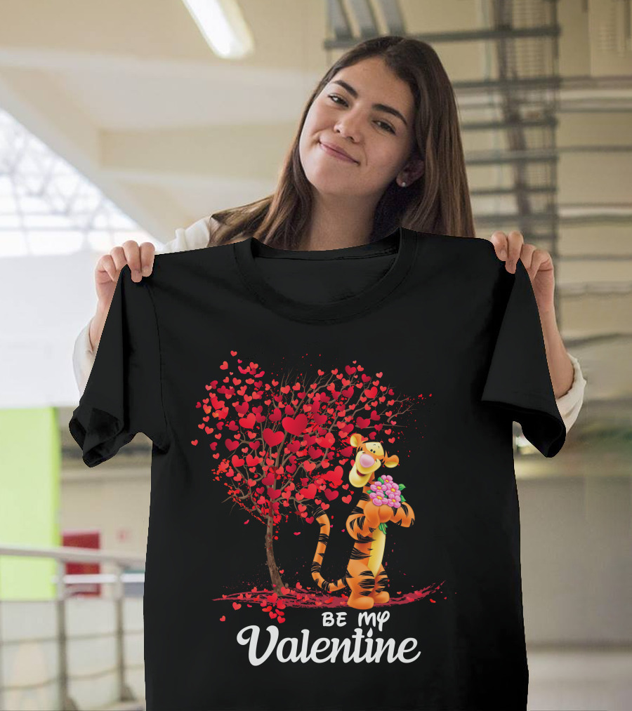 Be My Valentine Tigger Heart Tree T-Shirt