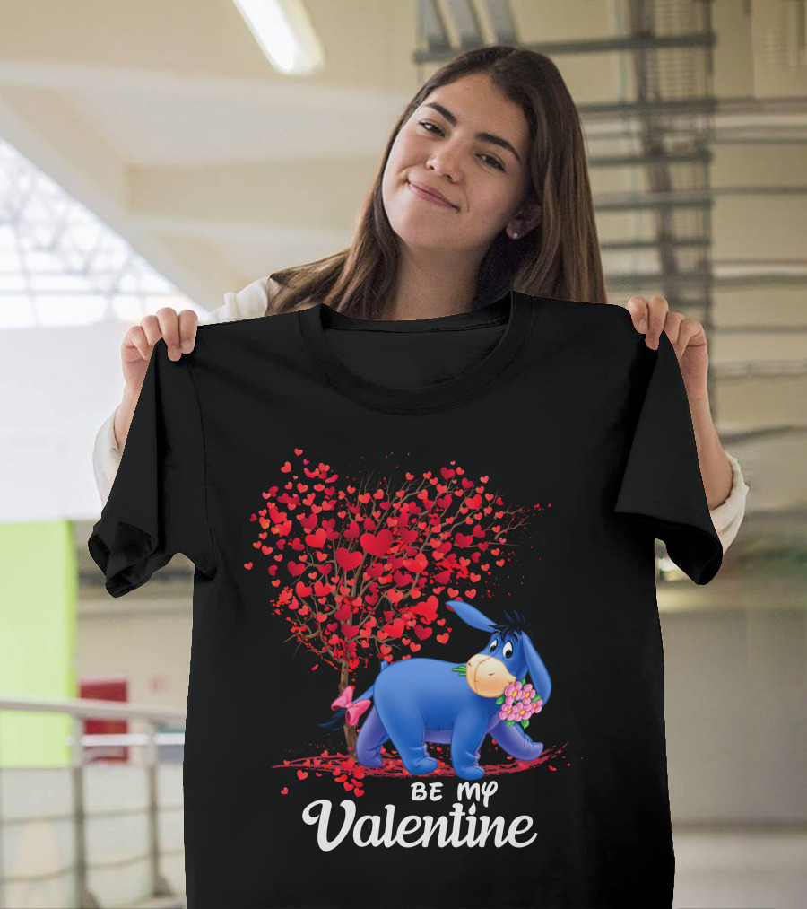 Be My Valentine Eeyore Heart Tree Flowers T-Shirt