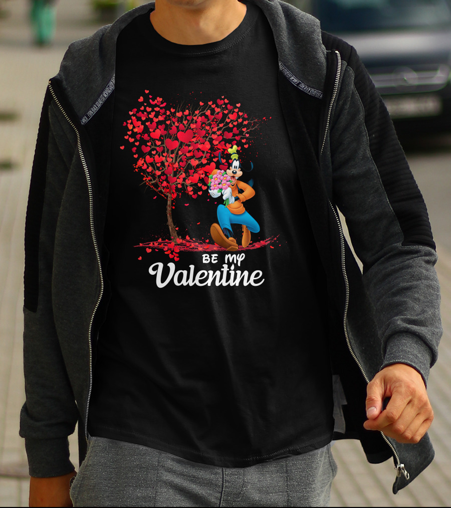 Goofy Be My Valentine With Heart And Tree T-Shirt