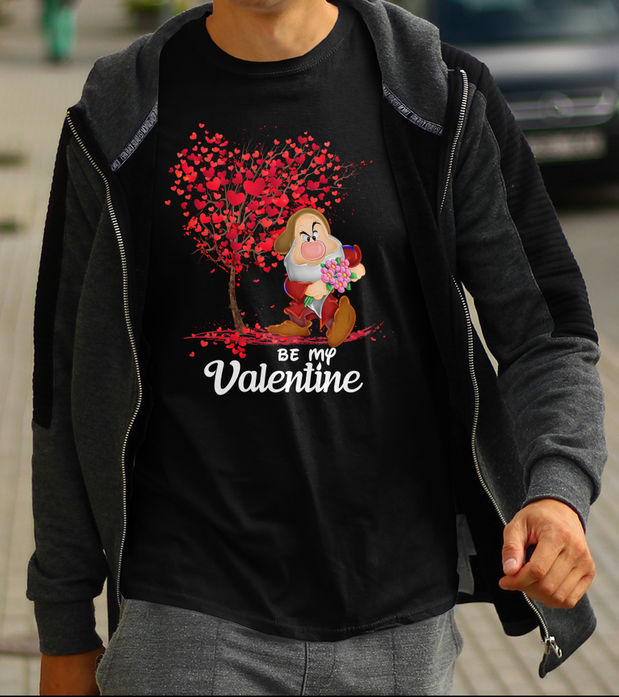 Grumpy Holding Flowers Be My Valentine With Heart Tree T-Shirt