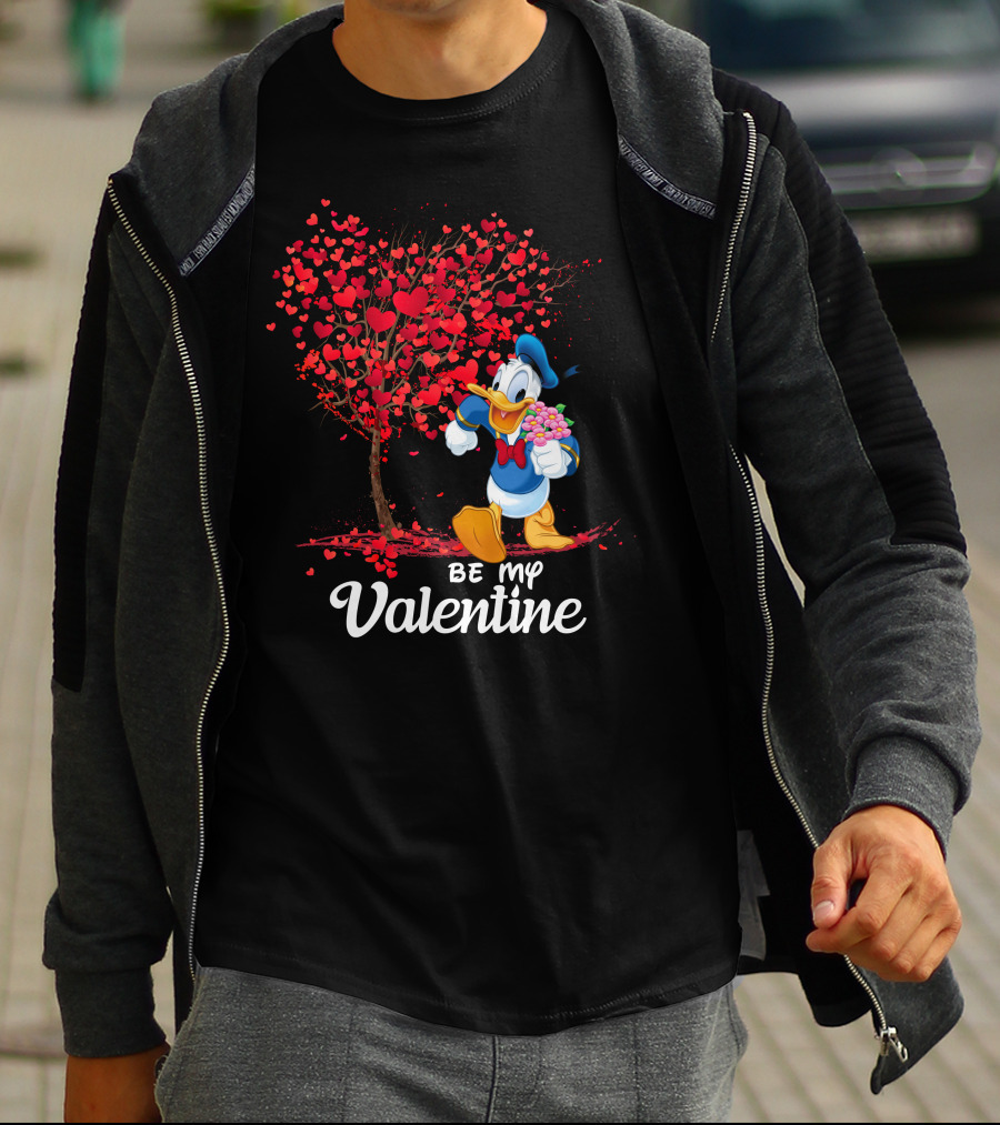Donald Duck Be My Valentine Hearts And Flowers T-Shirt