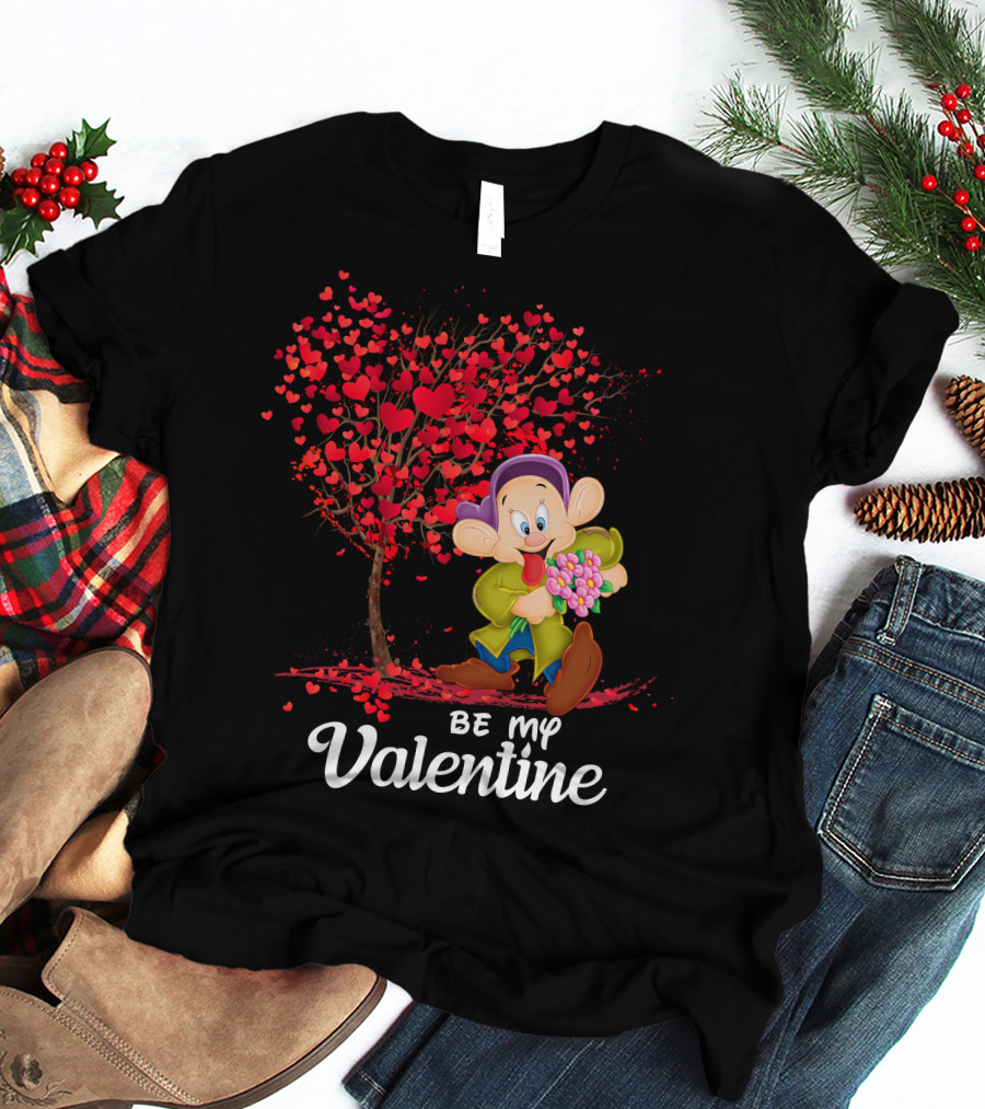 Dopey Be My Valentine Heart Tree With Flowers T-Shirt