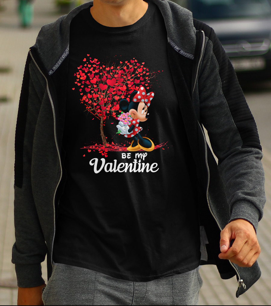 Minnie Be My Valentine Heart Tree With Flowers T-Shirt