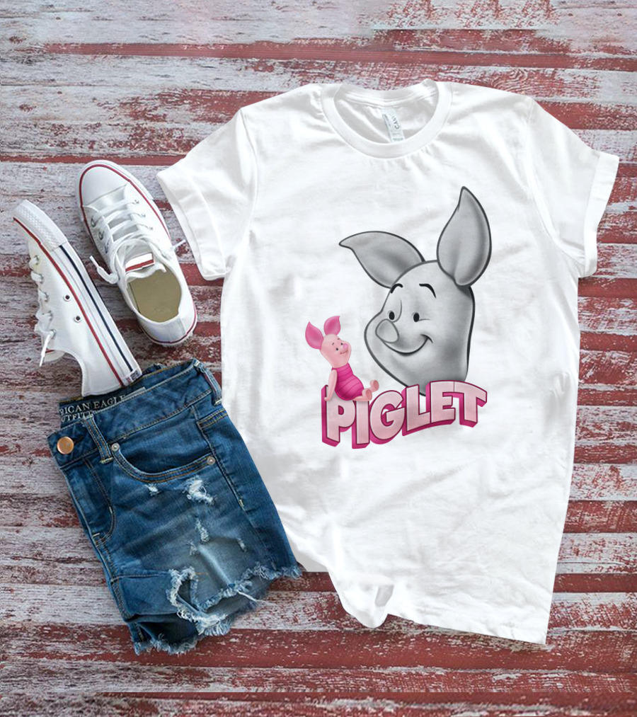 Piglet 3D Cartoon Character Design With Smiling Face And Big Ears T-Shirt