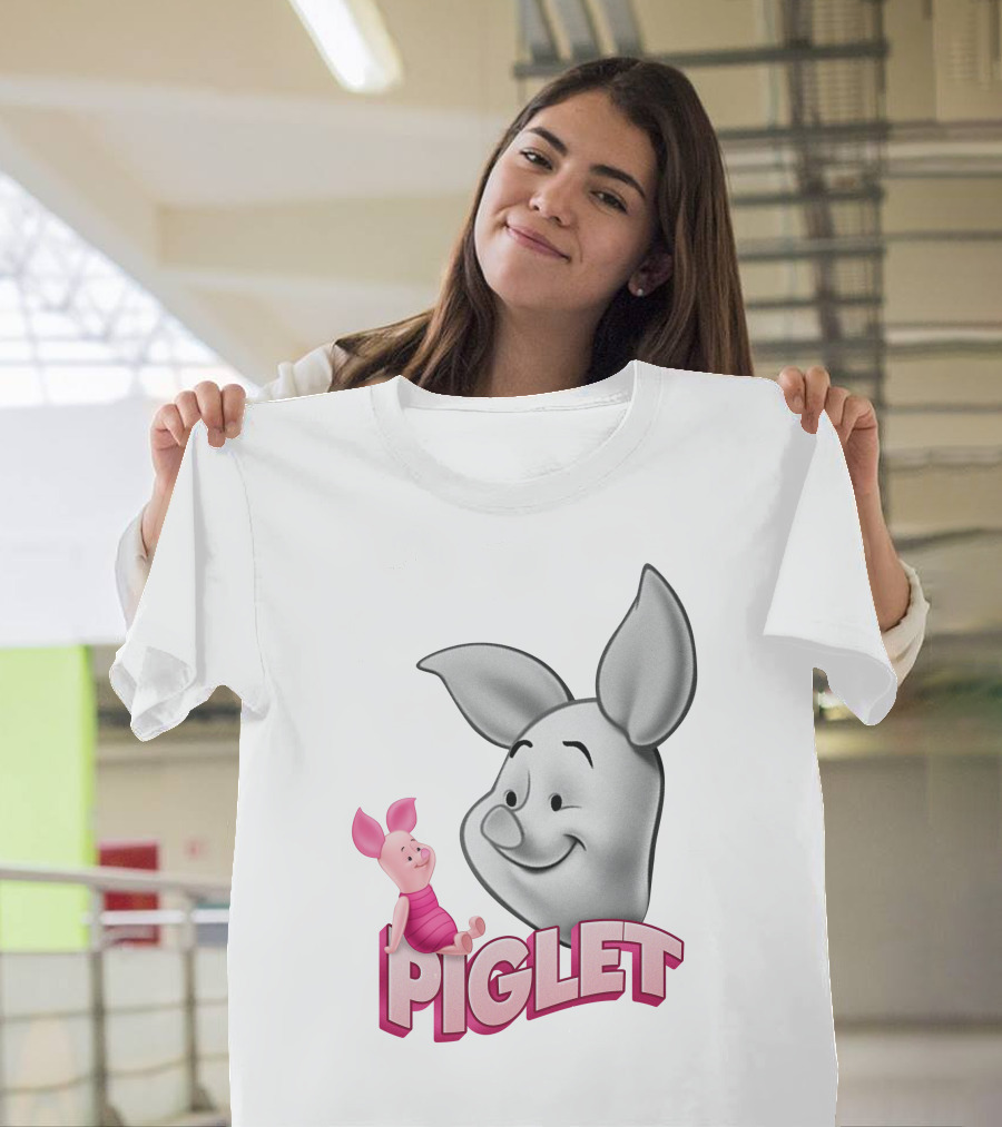 Piglet 3D Cartoon Character Design With Smiling Face And Big Ears T-Shirt