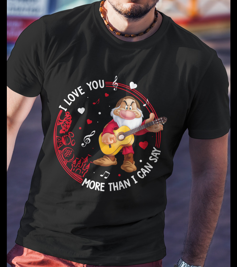 I Love You More Than I Can Say Grumpy Guitar Disney Valentine's Day T-Shirt