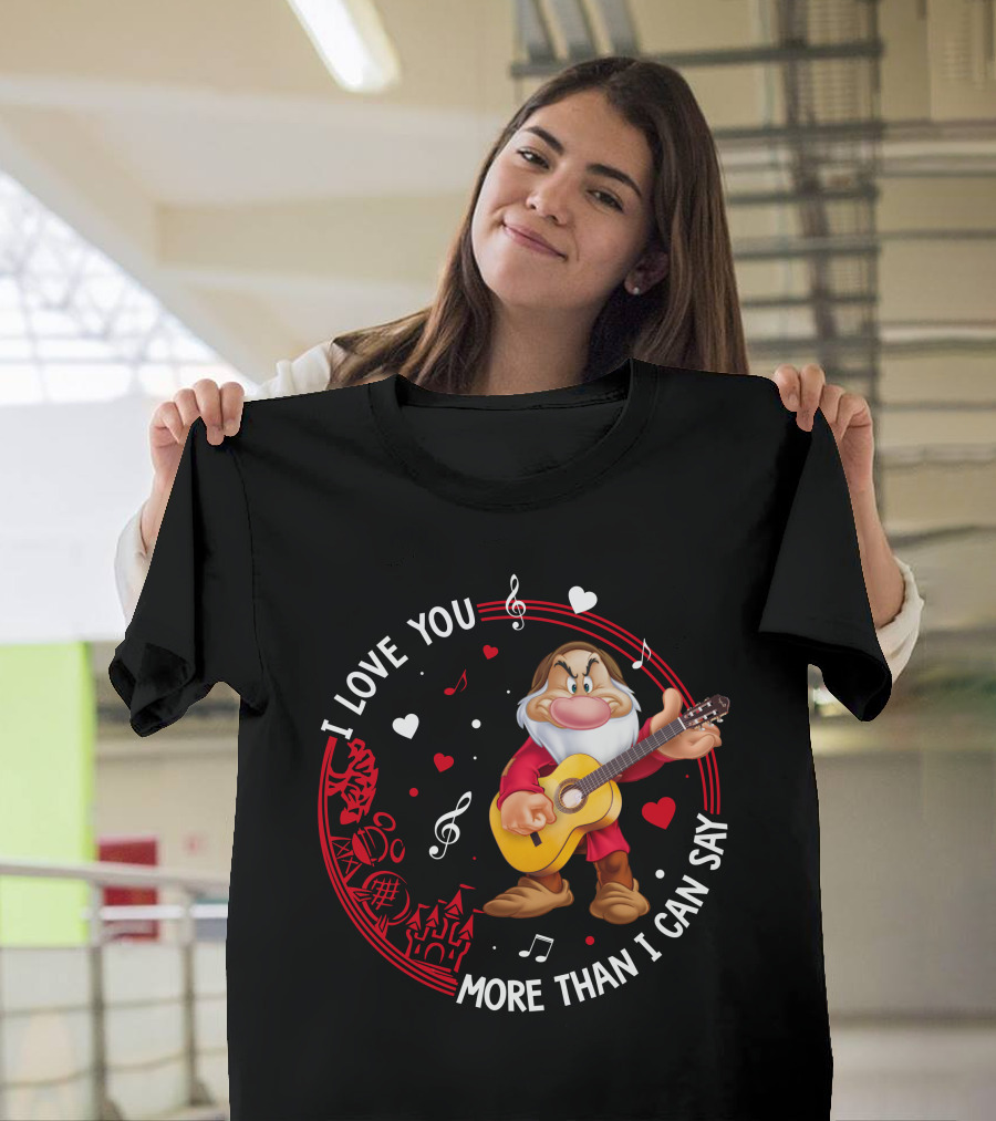 I Love You More Than I Can Say Grumpy Guitar Disney Valentine's Day T-Shirt