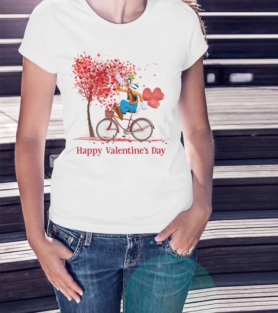 Happy Valentine's Day Goofy Bike Ride T-Shirt