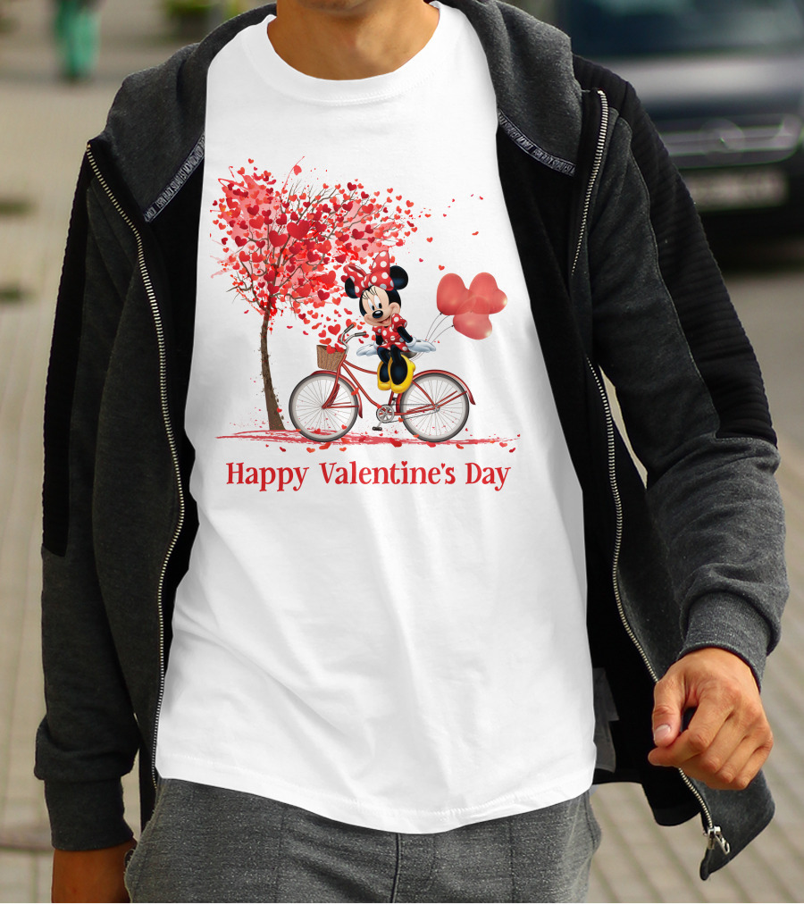 Happy Valentine's Day MN Valentine Bicycle Balloons Hearts Tree T-Shirt